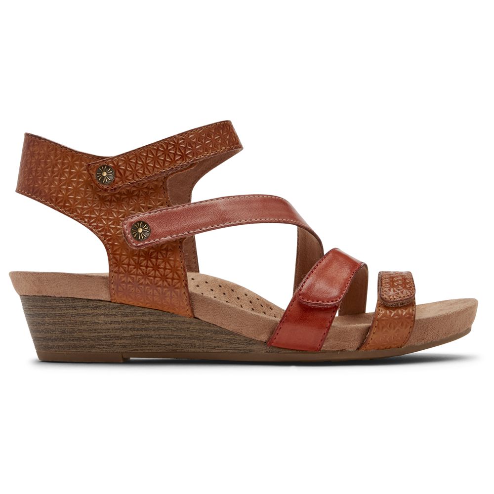 Rockport Cobb Hill Hollywood 4-Strap - Womens Wedges Sandals - Brown - NZ (FPS-583061)